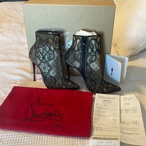 Christian Louboutin GIPSYBOOTIE STILETTO BOOTS IN BLACK LACE